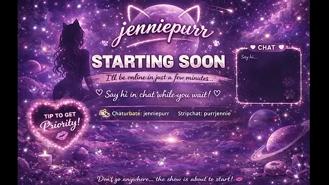 purrjennie online show from March 29, 5:45 pm